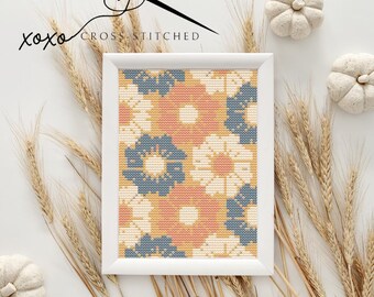 Retro Floral Cross Stitch Pattern