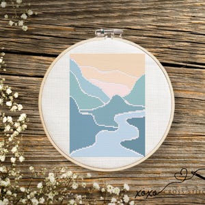 modern hills cross stitch pattern