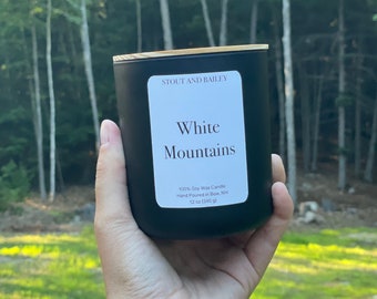 White Mountains Wood Wick Soy Candle | Hand-poured Soy Candle | Crackling Wood Wick Fall Candle | 100% Soy Wax Candle