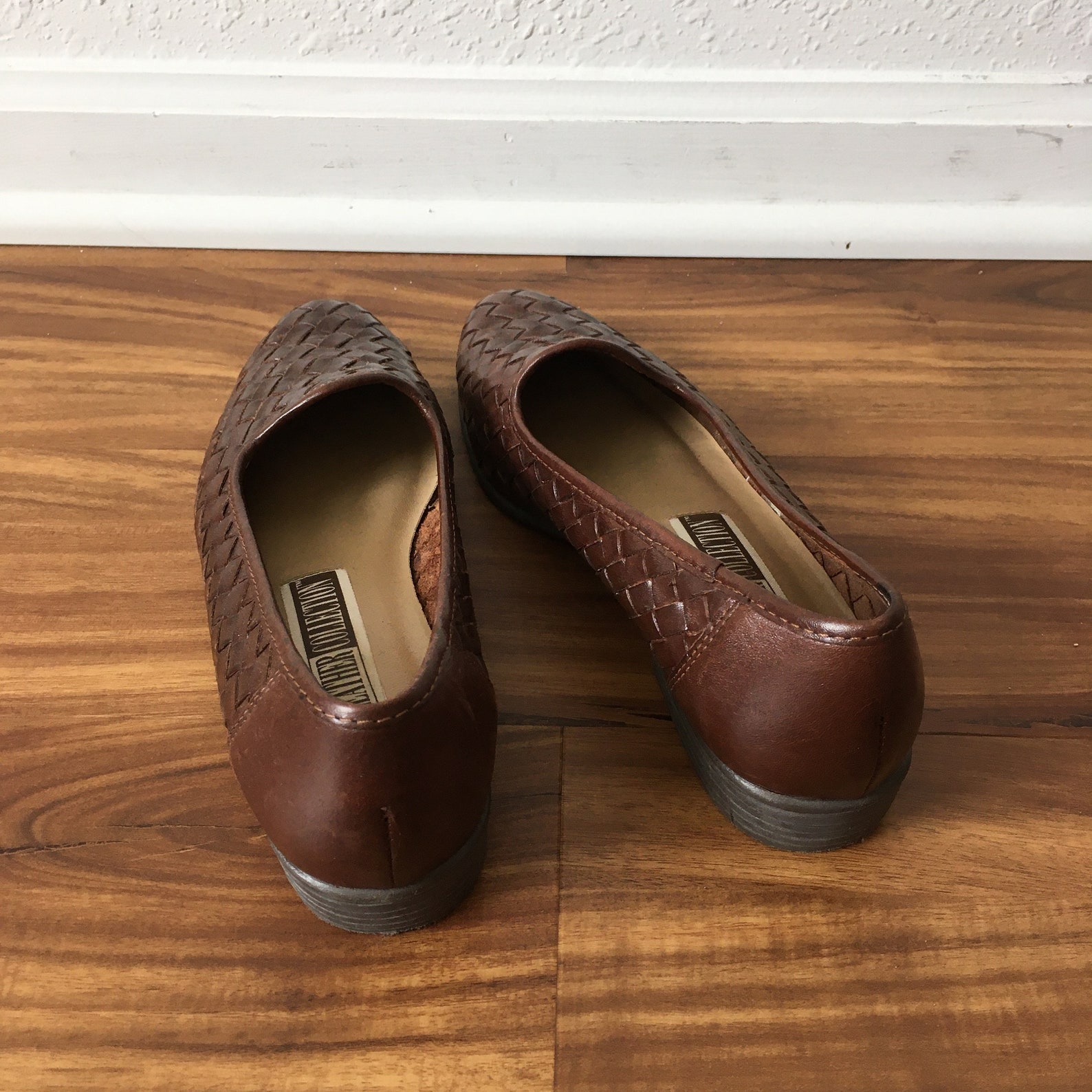 90s Brown Woven Leather Flats / Huaraches Vintage 1990's | Etsy