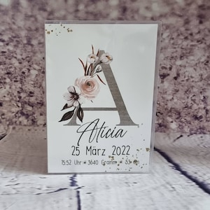 U-Heft Hülle mit Namen und Buchstaben im Boho Vintage Style personalisiert auch als Mutterpass erhältlich und Geburtsposter A4