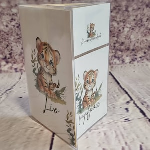 U-Heft Hülle mit Namen und Tiger Baby 1 personalisiert auch als Mutterpass erhältlich und Geburtsposter A4