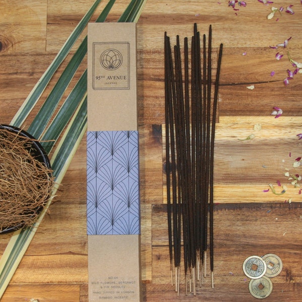 Bergamot Amber & Coconut Incense Sticks Hand-Dipped Premium Incense Scented Aromatherapy Incense Gift Meditation Fragrance Yoga Vegan Stress