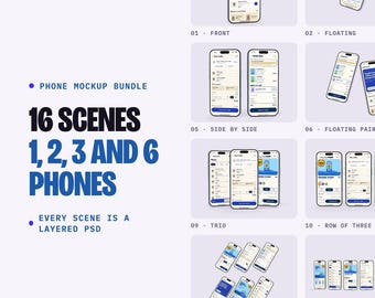 16-Scene Phone Mockup Bundle, Layered PSD, Smart Objects, Jelly Case (Digital Download)