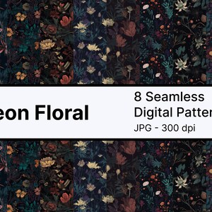 Neon Floral Seamless Pattern pattern set- Nature Backgrounds & Patterns - Gorgeous Printable Papers for Crafts and Invitations!
