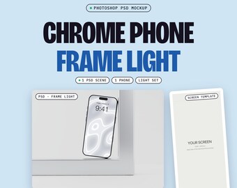 Pale Frame Phone Mockup PSD, Frame Light, One Phone Leaning in a Light Corner, Smart Object Screen (Digital Download)