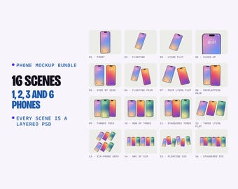 16-Scene Phone Mockup Bundle, Layered PSD, Smart Objects, Jelly Case (Digital Download)