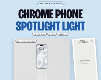 Light Phone Mockup PSD, Spotlight Light, One Phone on a Pale Gloss Floor, Floor Reflection, Smart Object Screen (Digital Download)