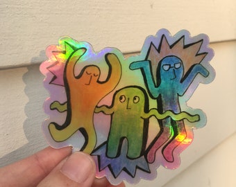 Holographic dancing guys sticker