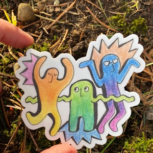 Rainbow dancing guys sticker
