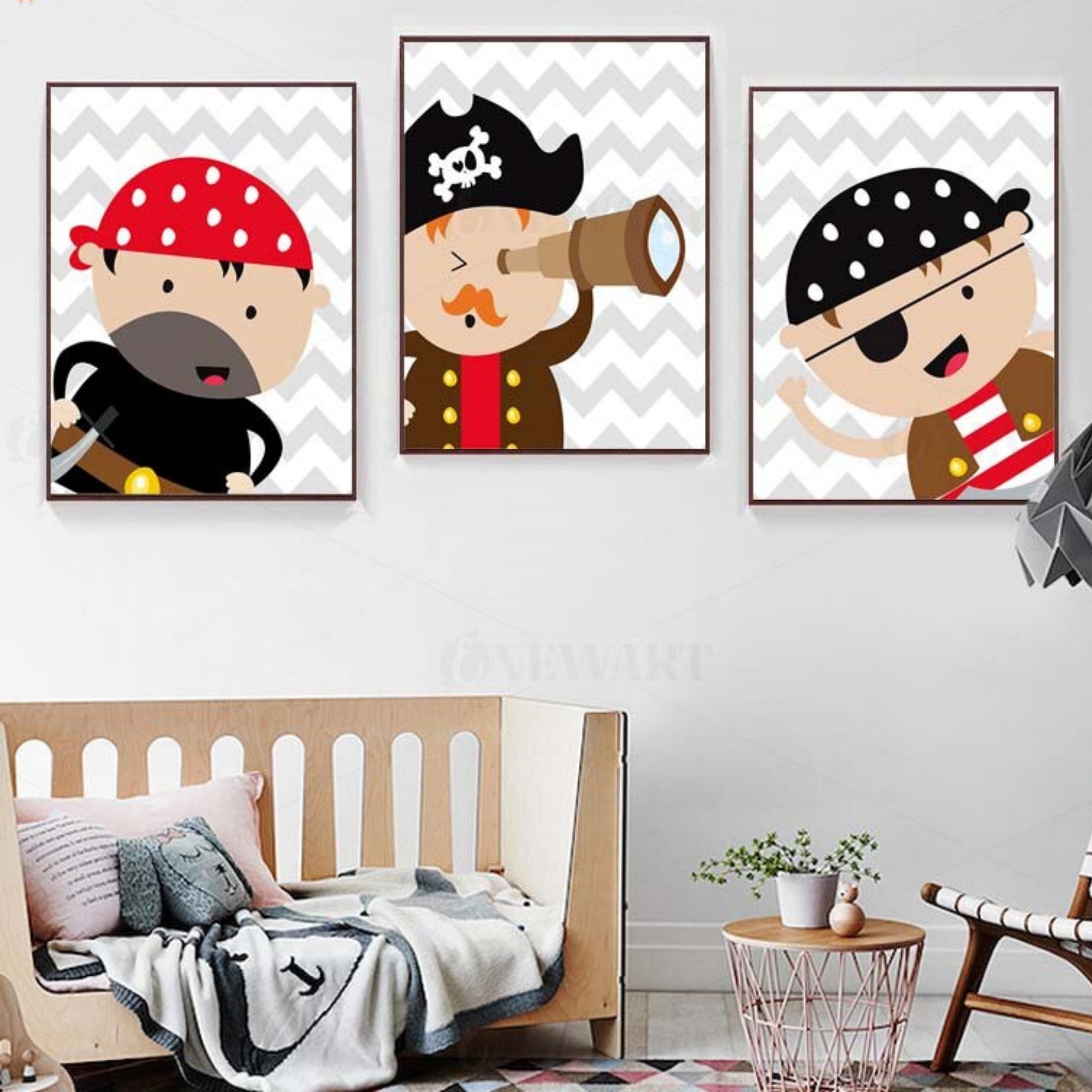 Toiles Imprimées Murales Thème Pirates - Affiche Décoration Chambre Enfant Cadeau