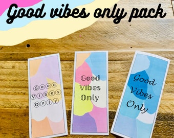 Good vibes only bookmarks l comes laminated