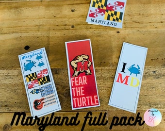 Maryland themed bookmark pack~~~comes Laminated