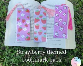 Strawberry themed bookmarks!~comes with tassel