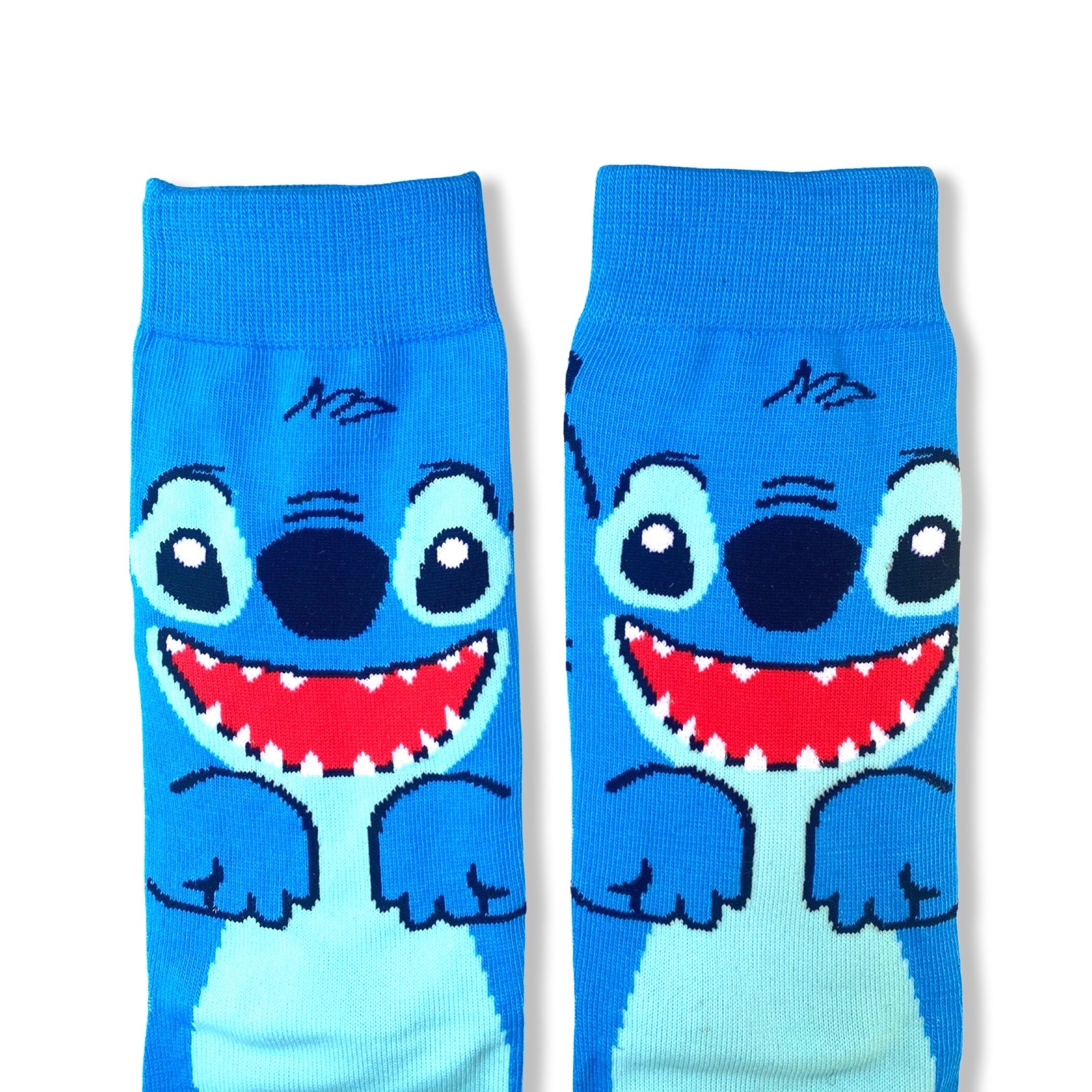 Women's Lilo & Stitch Fluffy Slipper Socks With Grippers - Blue M