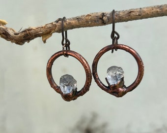 Lake county diamond earrings- copper electroformed- niobium earwires- hypoallergenic