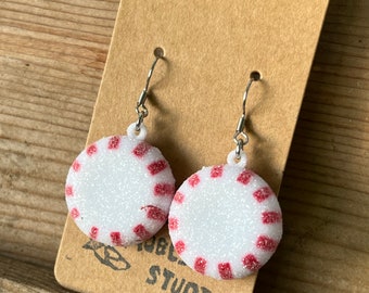Peppermint Disc holiday earrings