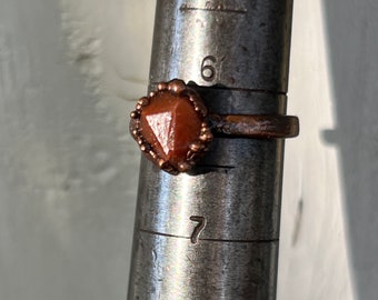 Copper Electroformed Pecos Diamond Ring- size 6