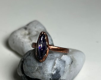 Copper electroformed amethyst Freeform ring