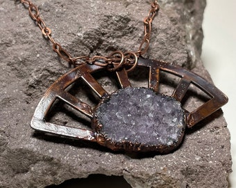 Copper Electroformed Amethyst Druzy pendant