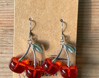 Cherry Earrings-stainless steel earwires