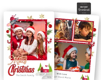 Digital Editable Christmas Photo Christmas Card Template, Photo Christmas Card, Minimalist Photo Holiday, Modern Christmas Card