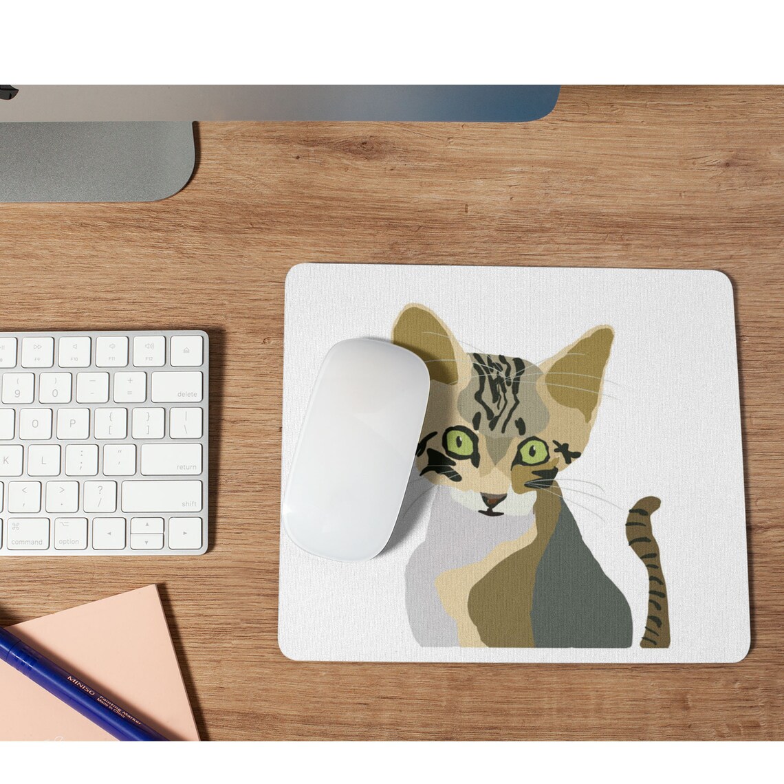 Cat Mouse Pad Kitty Mousepad Cute Rectangle Mousepad Cat Etsy