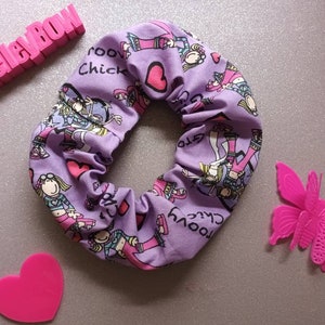 Groovy chick, bang on the door hair scrunchie