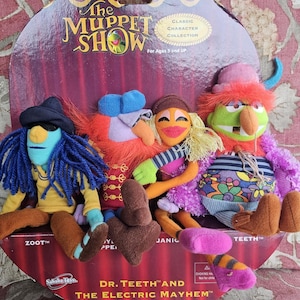 2003 Sababa Toys Dr. Teeth & The Electric Mayhem Muppets 8” Plush Set The Muppet Show Y2K ORIGINAL Packaging Never played with Free Shipping