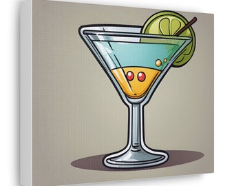 Martini Canvas Wall Art- Martini Art, Cocktail Canvas, Bar Wall Decor, Modern Kitchen Art, Signature Cocktail Wall Art, Bar Decor, Drink Art