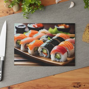 寿司ガラスカッティングボード カップルへのギフト サービングボード シェフへのギフト キッチン調理器具 新築祝いギフト 寿司サーモン アジアン寿司ボード