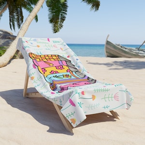 Booktok Beach Towel, Gift for Reader, Book Lover Gift, Groovy 70s Design Beach Towel, Vintage Flowers, Pool Towel, Vacation Birthday Gift
