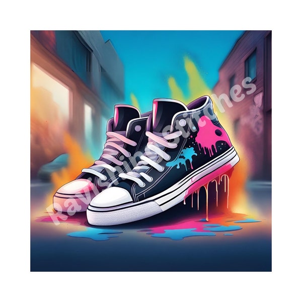 Paint Splatter Sneakers PNG Image, Instant Download, Sublimation Design, Creative Image, Digital File, Craft, Graphic, Clip Art, Designs