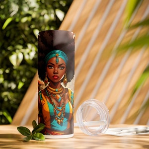 Black Woman Tumbler with Straw, Black Girl Tumbler, Tumbler Gift, Gift for Kitchen, Black Woman, Black Women Tumbler, Black Queen, Drinkware