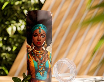 Vaso de mujer negra con paja, vaso de niña negra, regalo de vaso, regalo para la cocina, mujer negra, vaso de mujer negra, reina negra, bebida