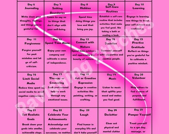 30 Day Self-Care Printable Digital Download | Self-Care Journal, Mental Health Tracker, Self-Love Workbook, Daily Affirmations, Wellness