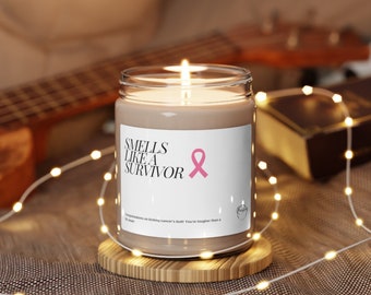 Custom Smells Like A Survivor Scented Soy Candle 9oz, Cancer Survivor Gift, Smells Like, Gift for Friend Battling Cancer, Survival Gift