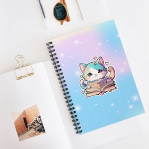 Kawaii Cat Spiral Notebook Cute Journal Colorful School Supplies Back to School Notebook Stationery Diary Handy Planner Kawaii Notebook