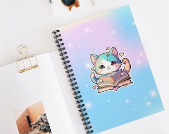 Kawaii Katze Spiralblock Cute Journal Bunte Schulsachen Back to School Notebook Briefpapier Tagebuch Handy Planer Kawaii Notebook