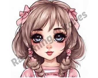 Cartoon Girl PNG Image, Instant Download, Sublimation Design, Creative Image, Digital File, Craft, Graphic, Clip Art, Designs