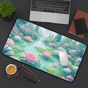 Cute Pond Kawaii Desk Mat Cute Gaming Desk Decor Large Desk Mat Cartoon Kawaii Gamer Computer Desk Accessories Office Accessories Desk Decor