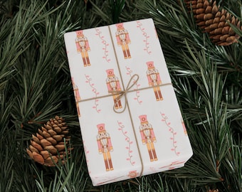 Christmas Nutcracker Wrapping Paper Aesthetic Gift Wrap Cute Coquette Holiday Gift Wrap Nutcracker Ballet Pattern Christmas Wrapping Paper