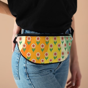 Retro Flowers Fanny Pack for Women Fanny Pack Rave Fanny Pack Bum Bag Belt Bag Colorful Neon Pattern Bachelorette Party Favors Waist Bags