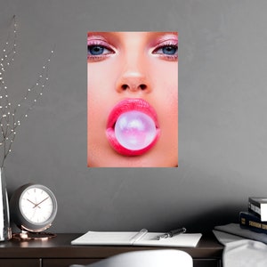 Bubble Gum Wall Art Matte Poster Pop Art Style Model Wall Art Food Artwork Back to School Art Dorm Wall Decor for College StudentArt Lover