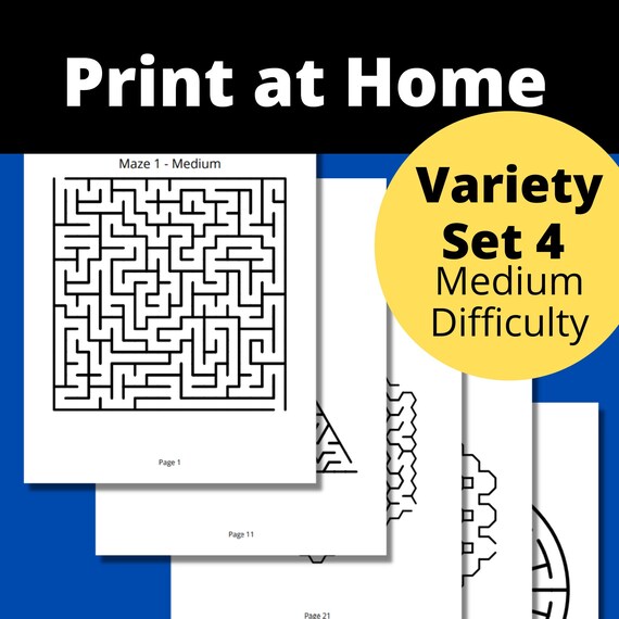 50 printable mazes brain teasers maze game medium etsy
