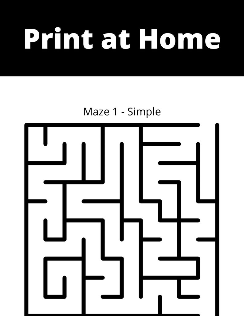 easy mazes for kids printable mazes pdf 50x with solutions etsy