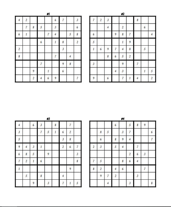 sudoku puzzles printable instant download 80x with etsy
