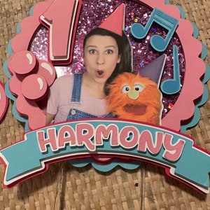 Bubble Gum Ms. Rachel Glitter Cake Topper