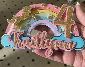 Unicorn Rainbow 3-D Cake Topper