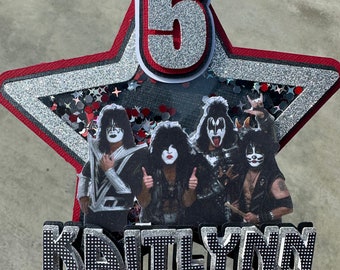 KISS Rock Band 3-D Star Glitter Cake Topper
